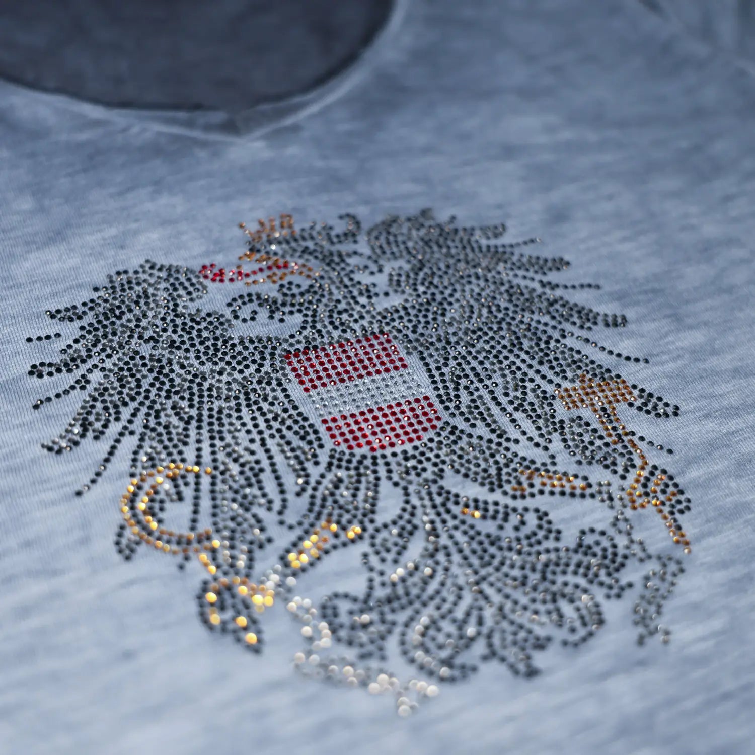 Österreich Adler Glitzer T-Shirt - Granitblau
