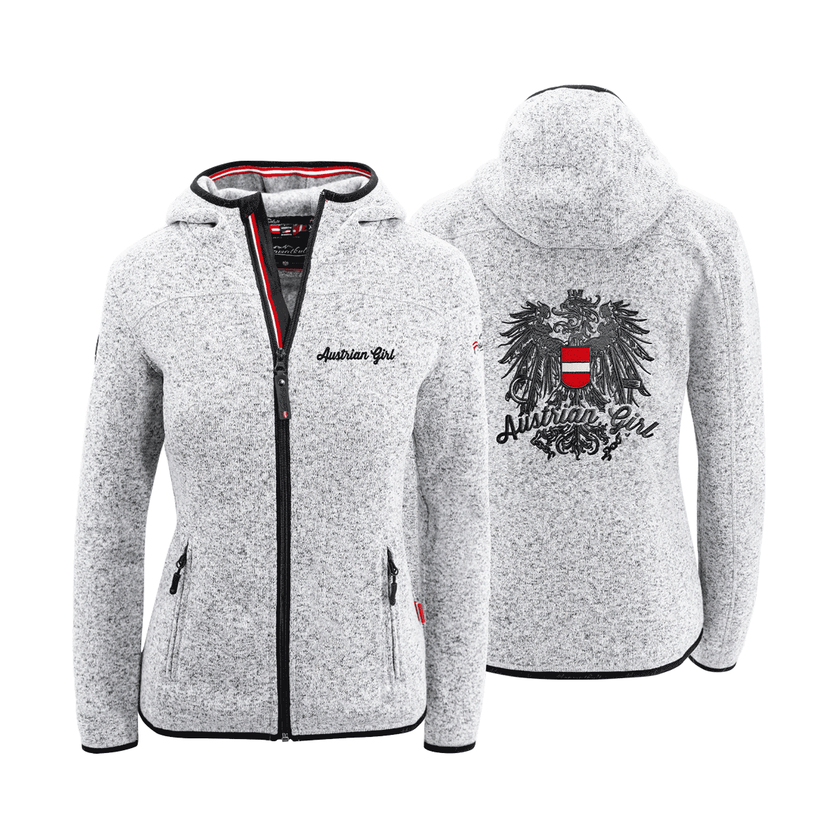 Graue Fleece Jacke Damen Austrian Girl Stick