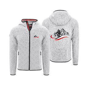 Graue Herren Strickfleece Jacke Ski Stickerei