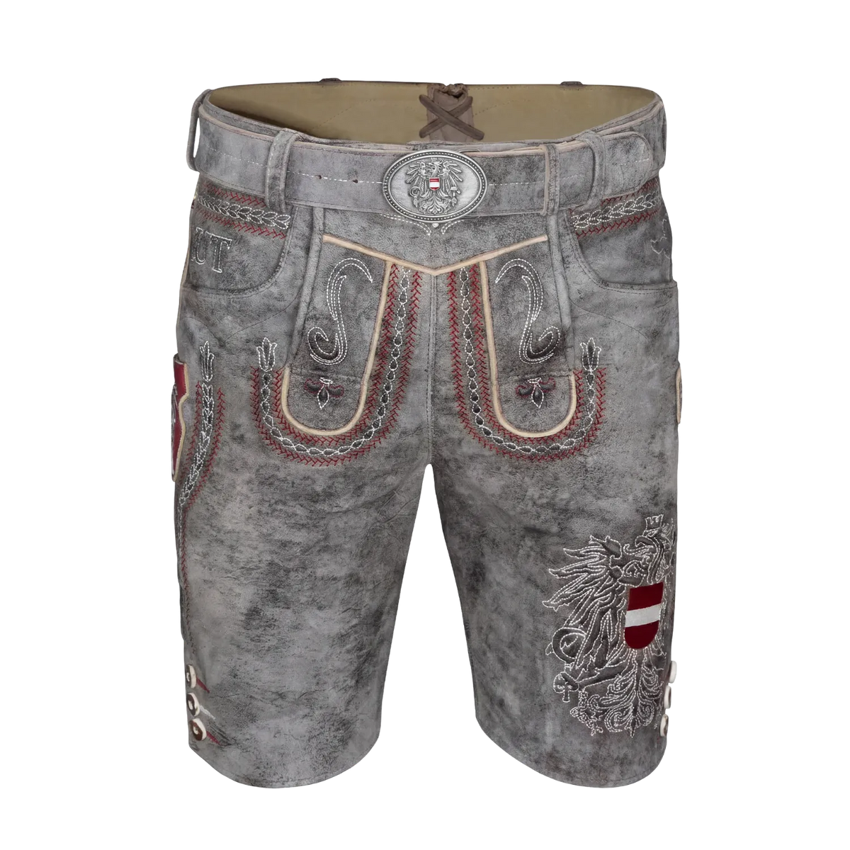 Graue Österreich Adler Lederhose Herren #Farbe_Vintage-Grau