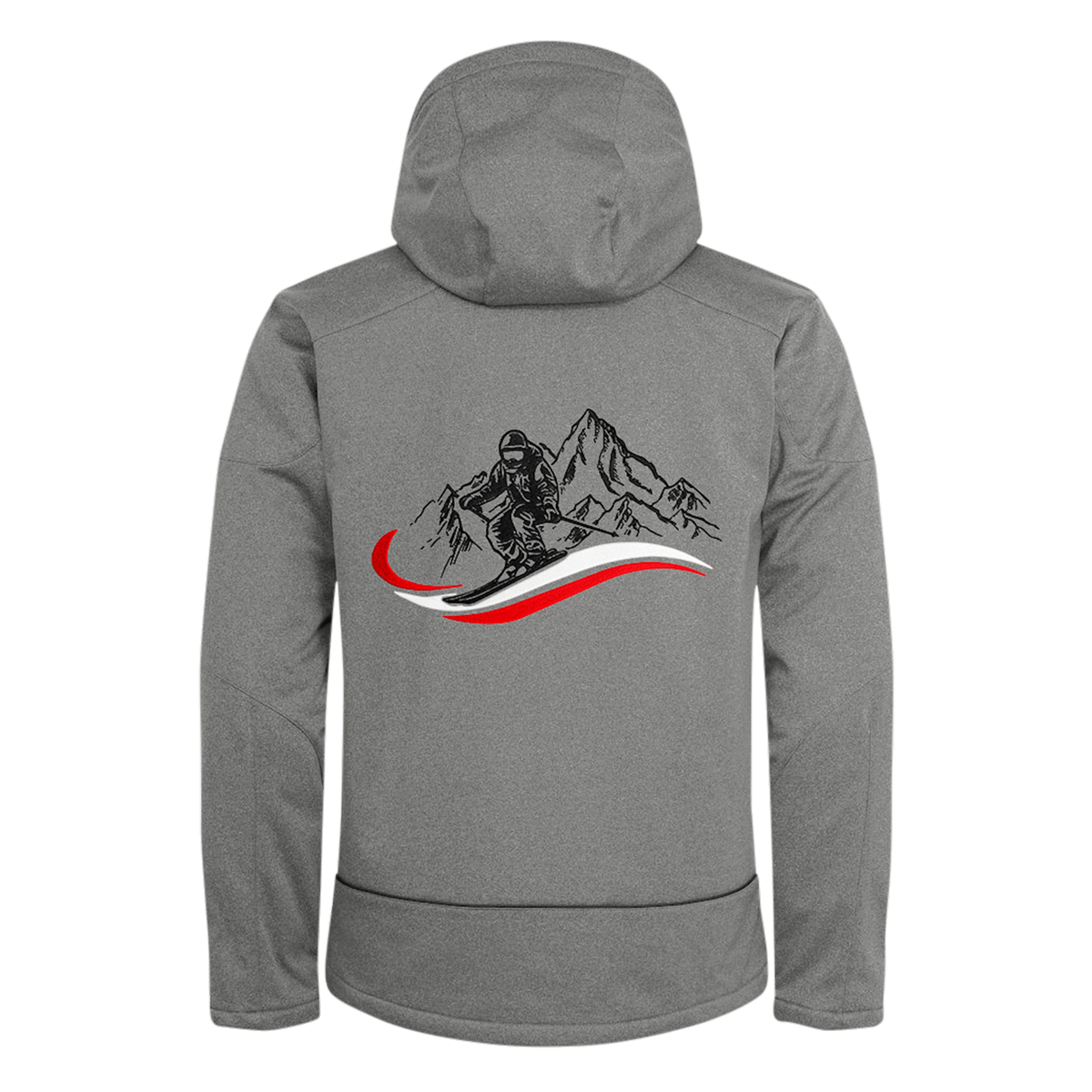 graue Winterjacke Herren Ski Motiv