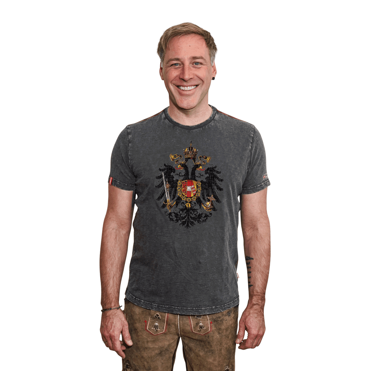 Graues Vintage Shirt mit Adler Aufdruck Herren
