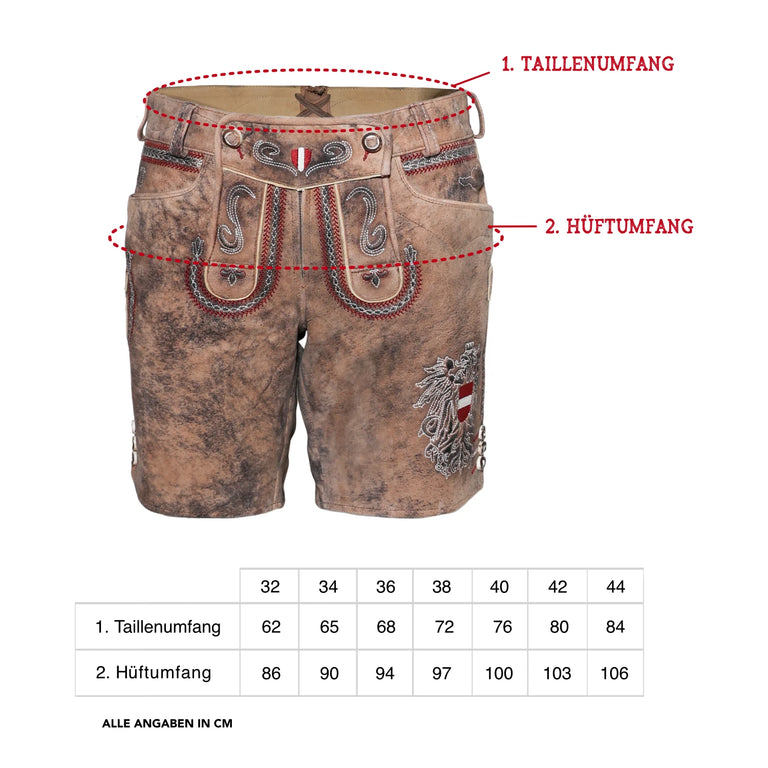 Kult Lederhose Österreich Adler - Vintage Braun