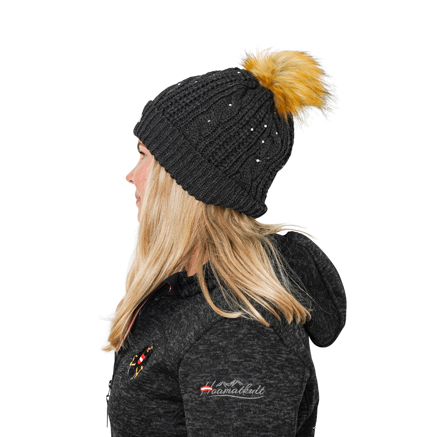 Haube Black Damen Glitzer