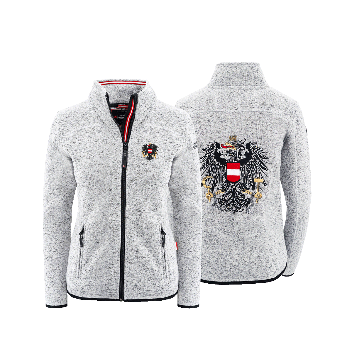 hellgraue Damen Kultjacke ohne Kapuze Österreich Adler #Farbe_Hellgrau