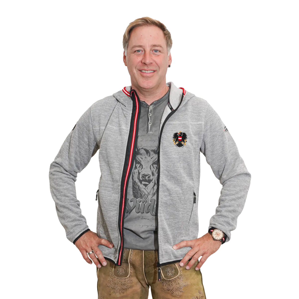 Hellgraue Herren Kultjacke Österreich Adler #Farbe_Hellgrau