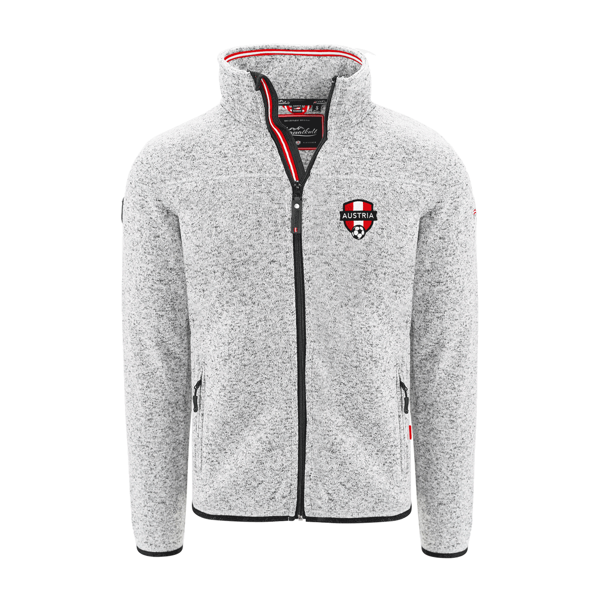 Hellgraue Herren Kultjacke ohne Kapuze Fußball Austria Stick #Farbe_Hellgrau