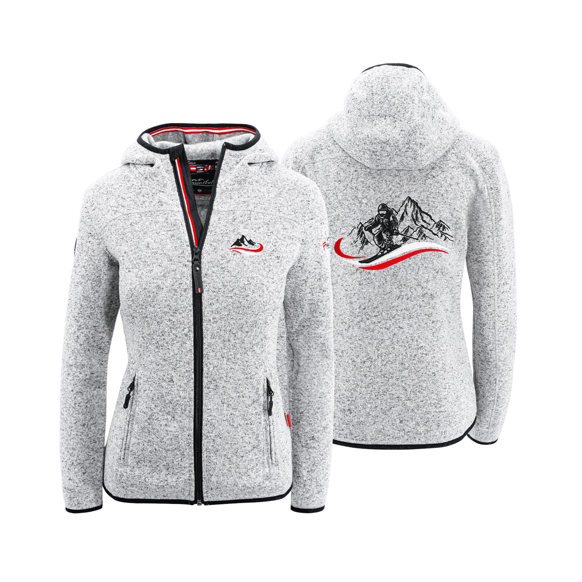 Hellgraue Kultjacke Damen Ski Stickerei