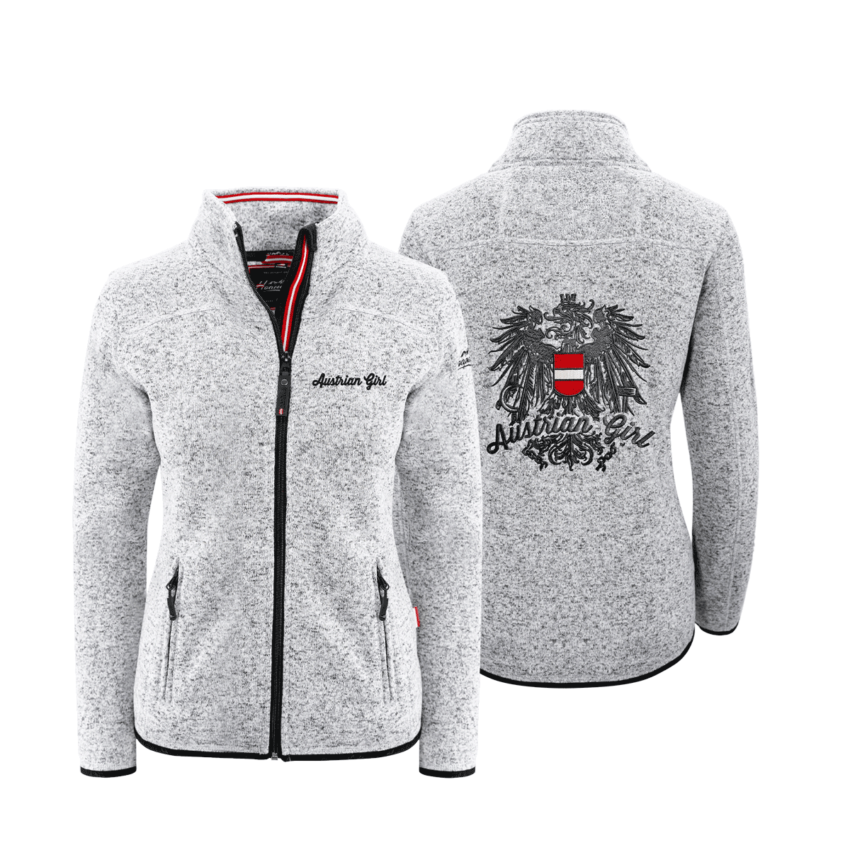 Hellgraue Kultjacke ohne Kapuze Austrian Girl