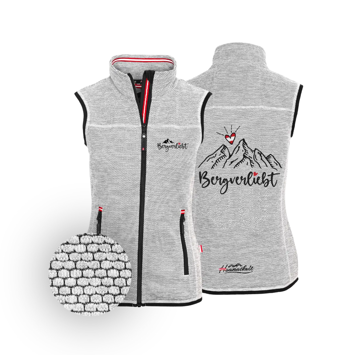 Hellgraues Strickfleece Gilet Bergliebe #Farbe_Hellgrau