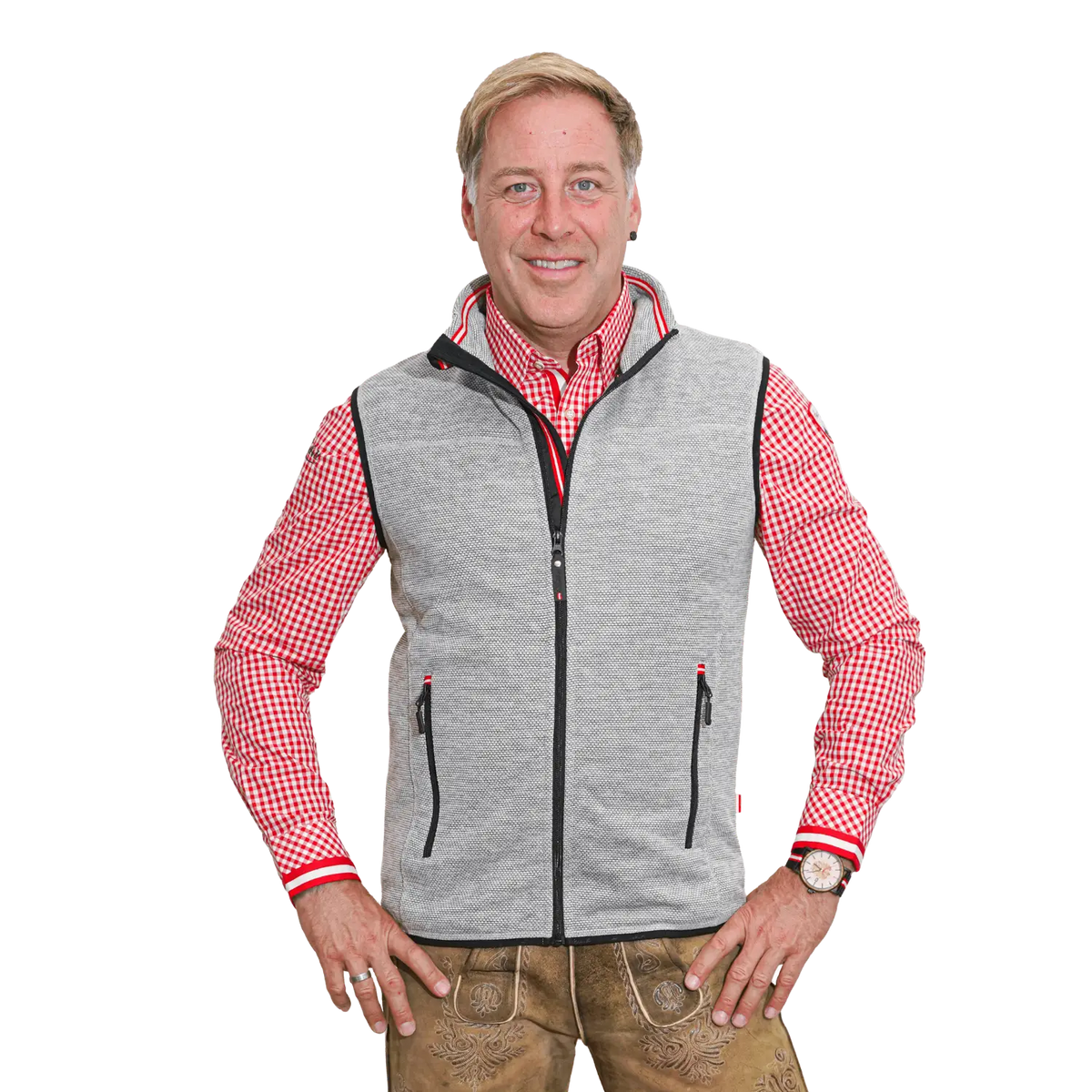 Herren Dobby Gilet Hoamatkult #Farbe_Hellgrau