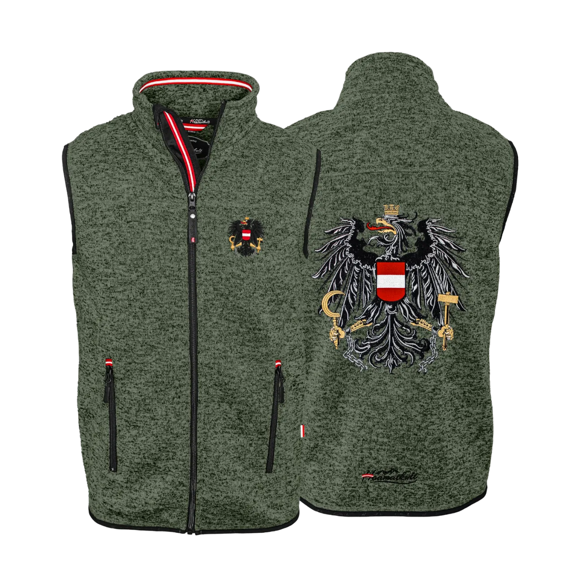Herren Fleece Gilet Österreich Adler grün #Farbe_Dunkelgrün