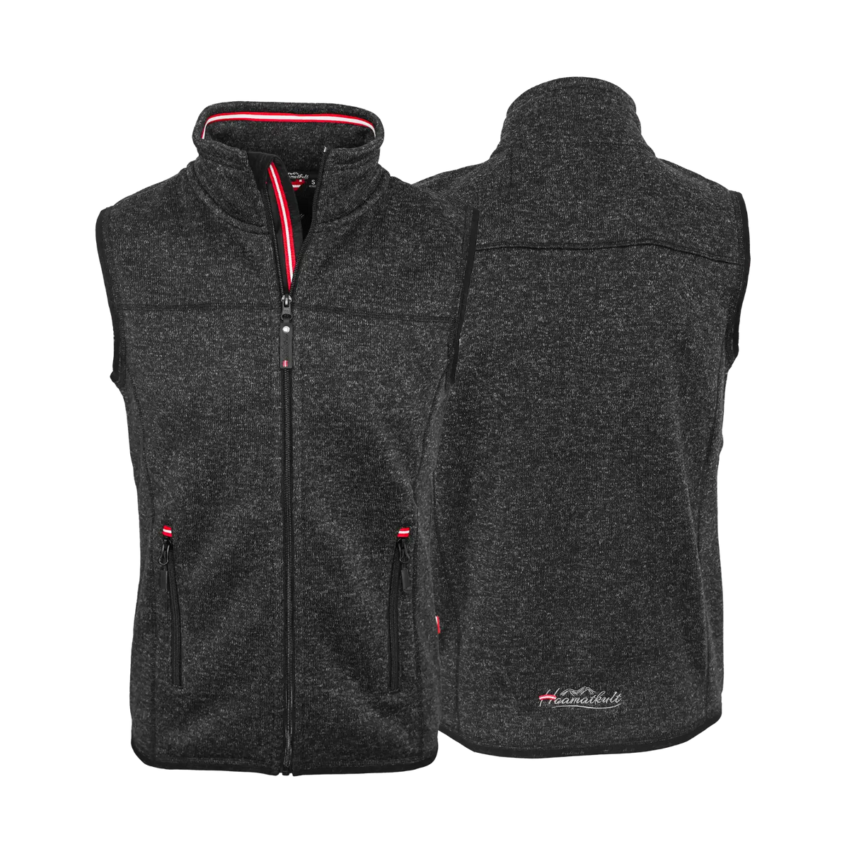 Herren Fleece Gilet schwarz Hoamatkult #Farbe_Schwarz