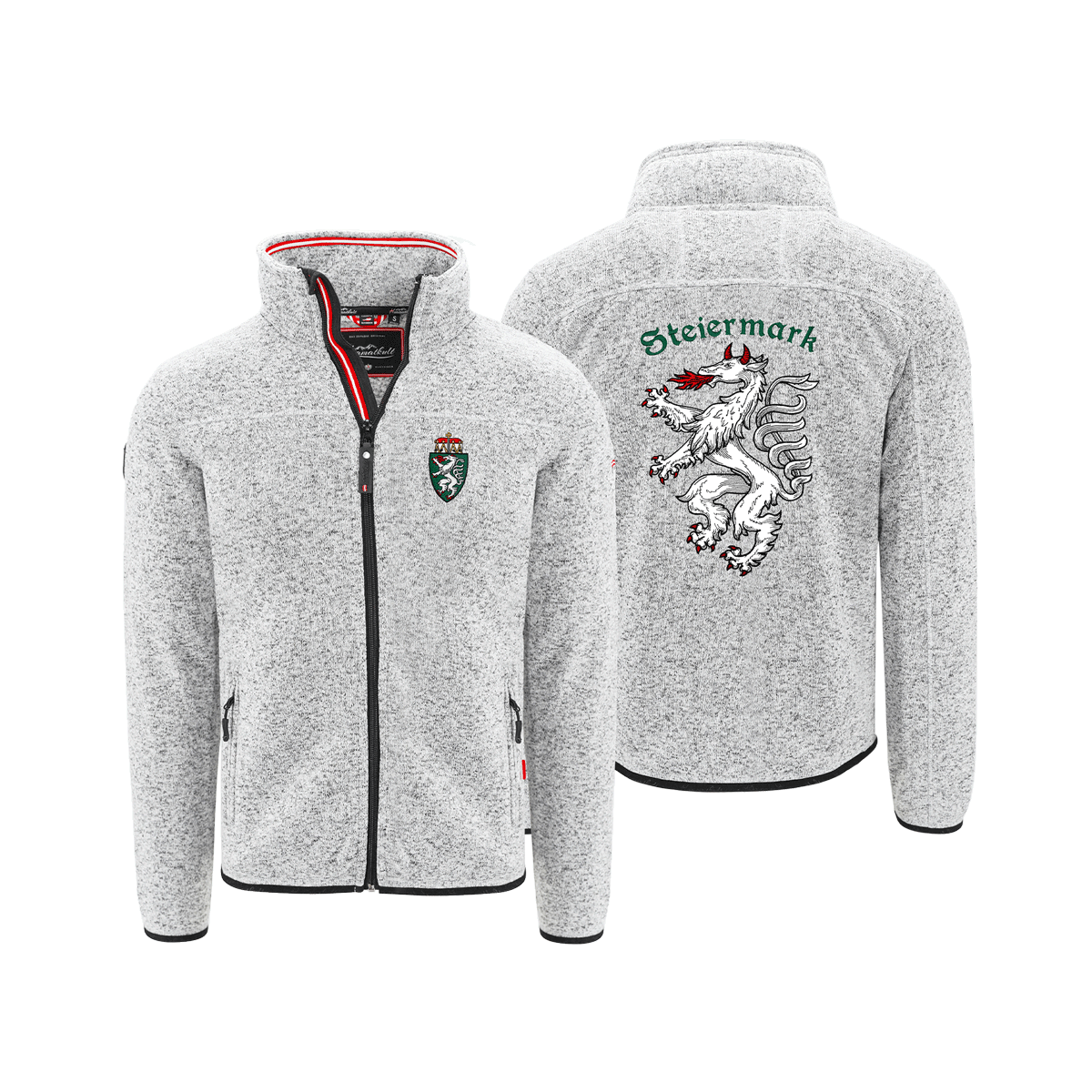 Herren Fleece Jacke grau Steiermark #Farbe_Hellgrau