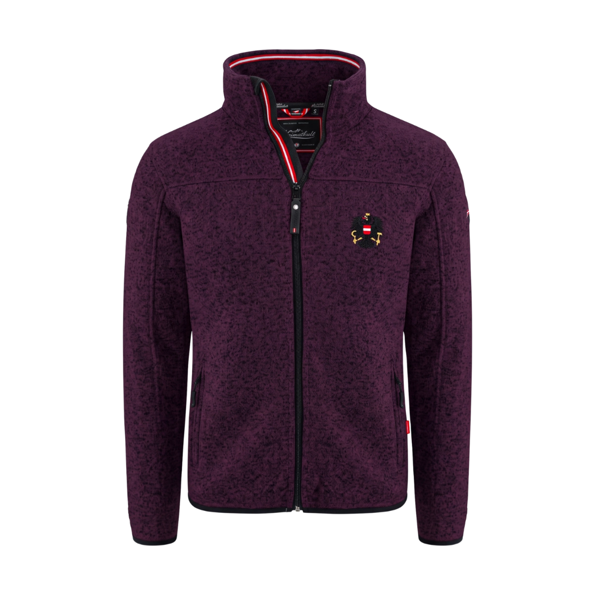 Herren Fleece Jacke ohne Kapuze Bordeaux-Violett #Farbe_Bordeaux-Violett