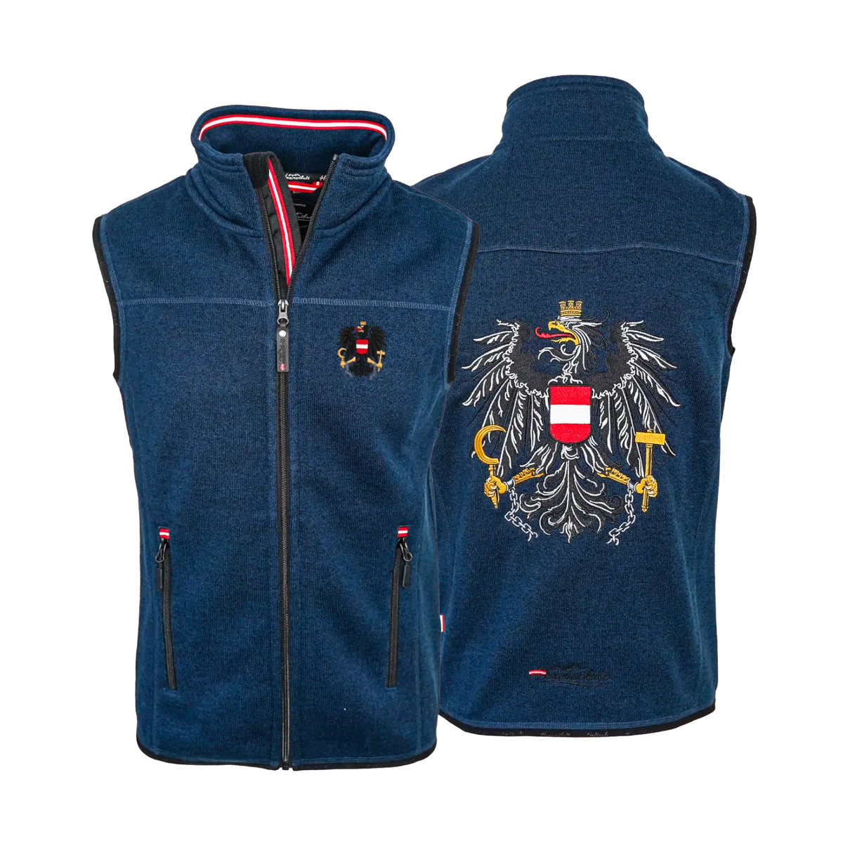 Herren Gilet Fleece Navy Blau Adler #Farbe_Dunkelblau