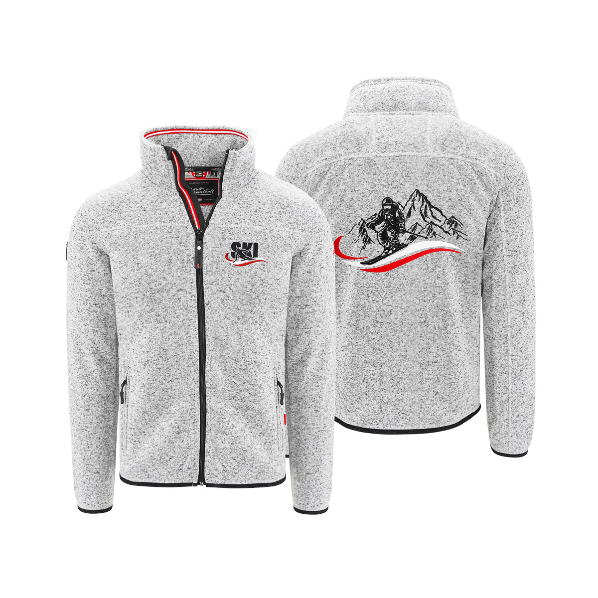 Herren Kultjacke ohne Kapuze hellgrau Ski Stick #Farbe_Hellgrau