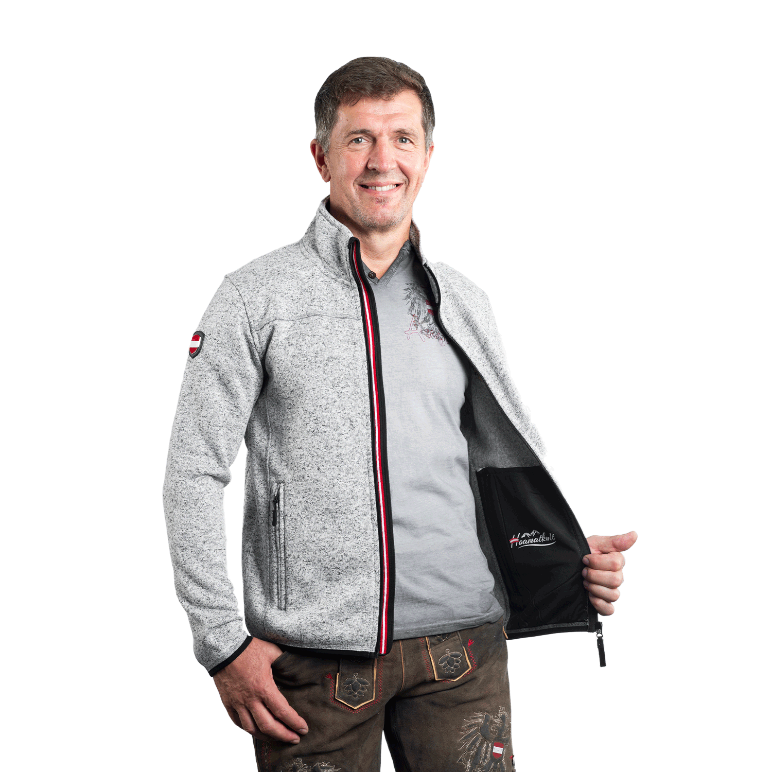 Herren Kultjacke ohne Kapuze hellgrau