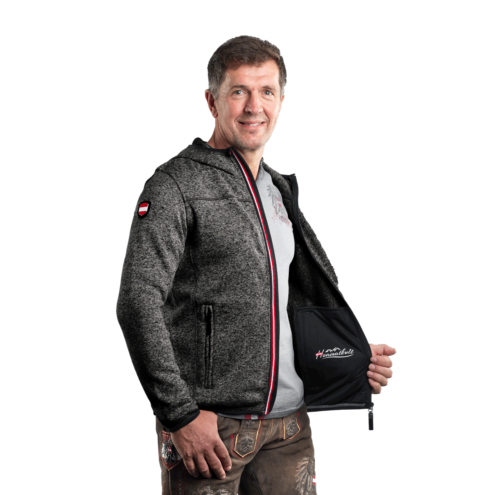 Herren Strickfleece Jacke anthrazit