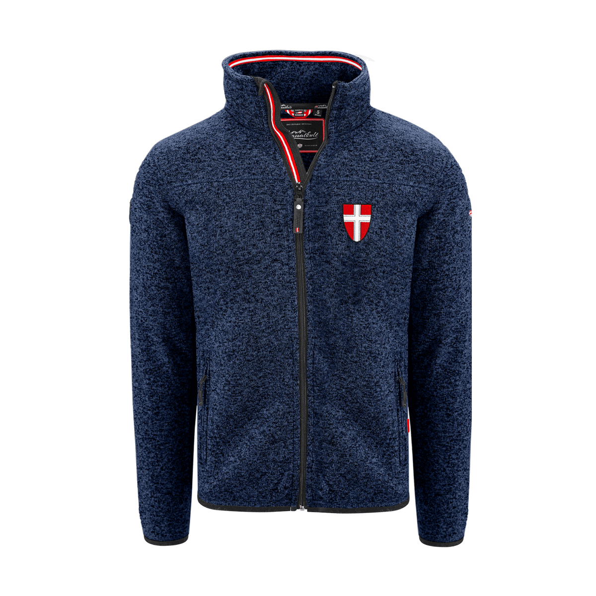 Herren Strickfleece Jacke ohne Kapuze dunkelblau Wien Stick #Farbe_Dunkelblau