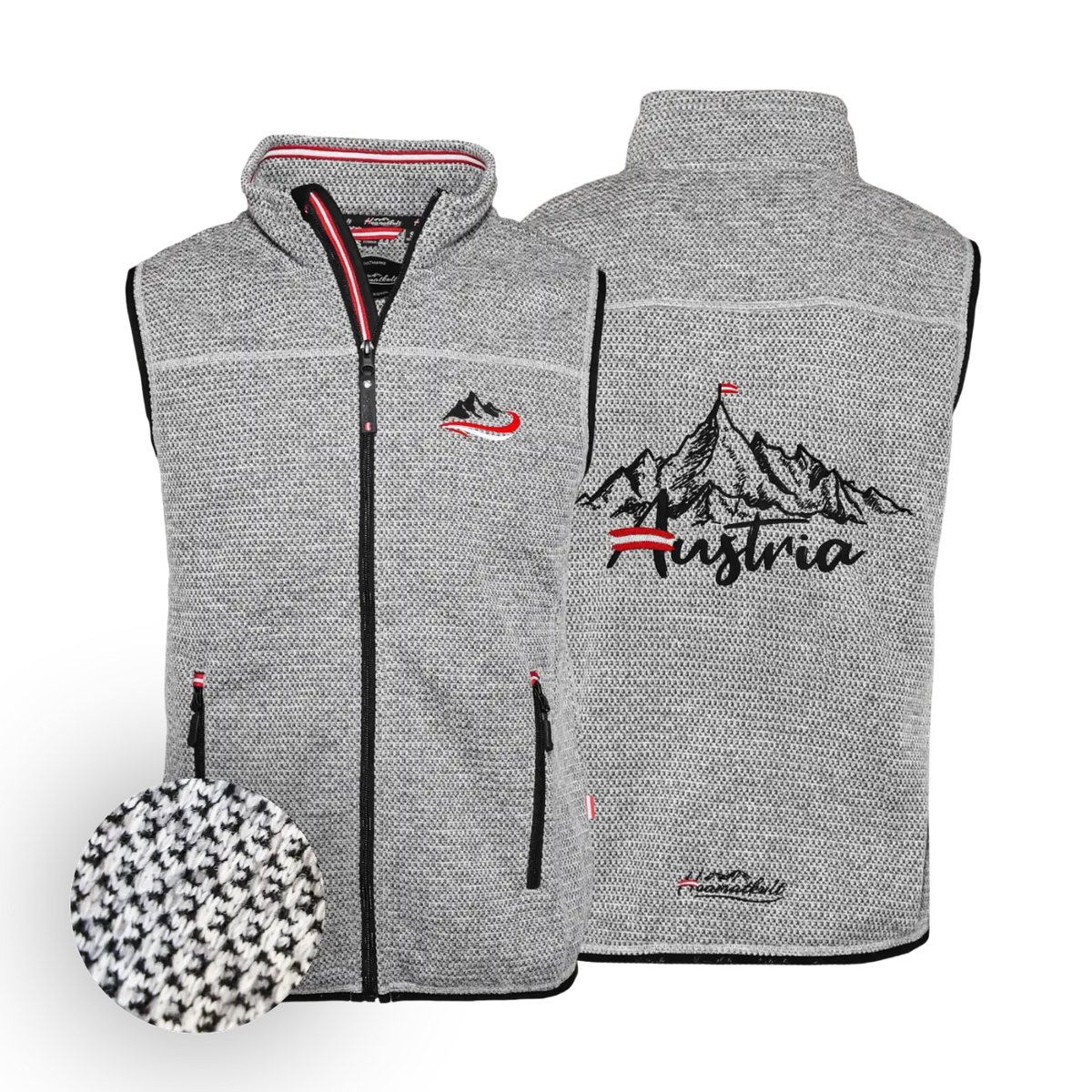 Herren Strickoptik Gilet Berg Motiv #Farbe_Grau-Strick