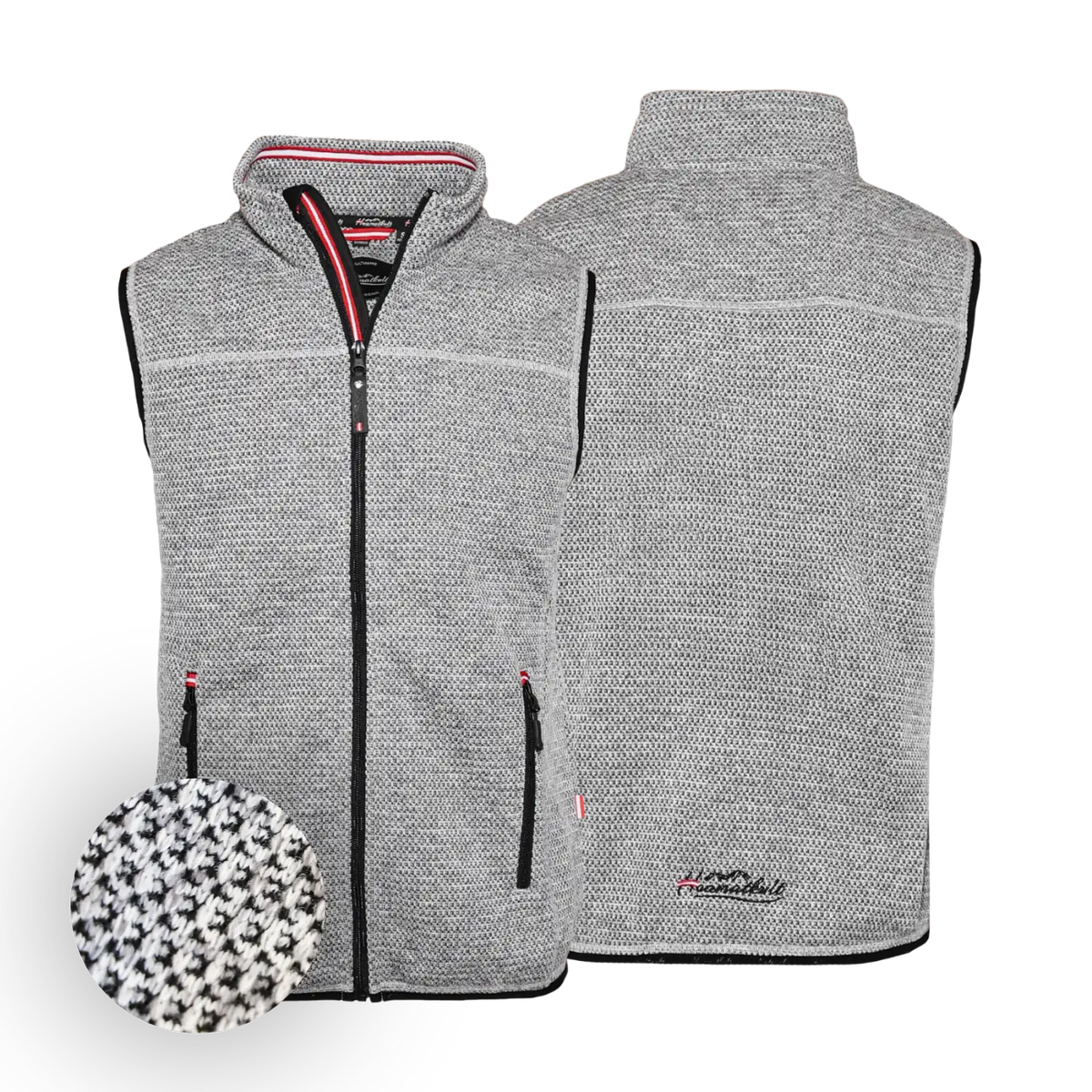 Herren Trachten Fleece Gilet Herren #Farbe_Grau-Strick