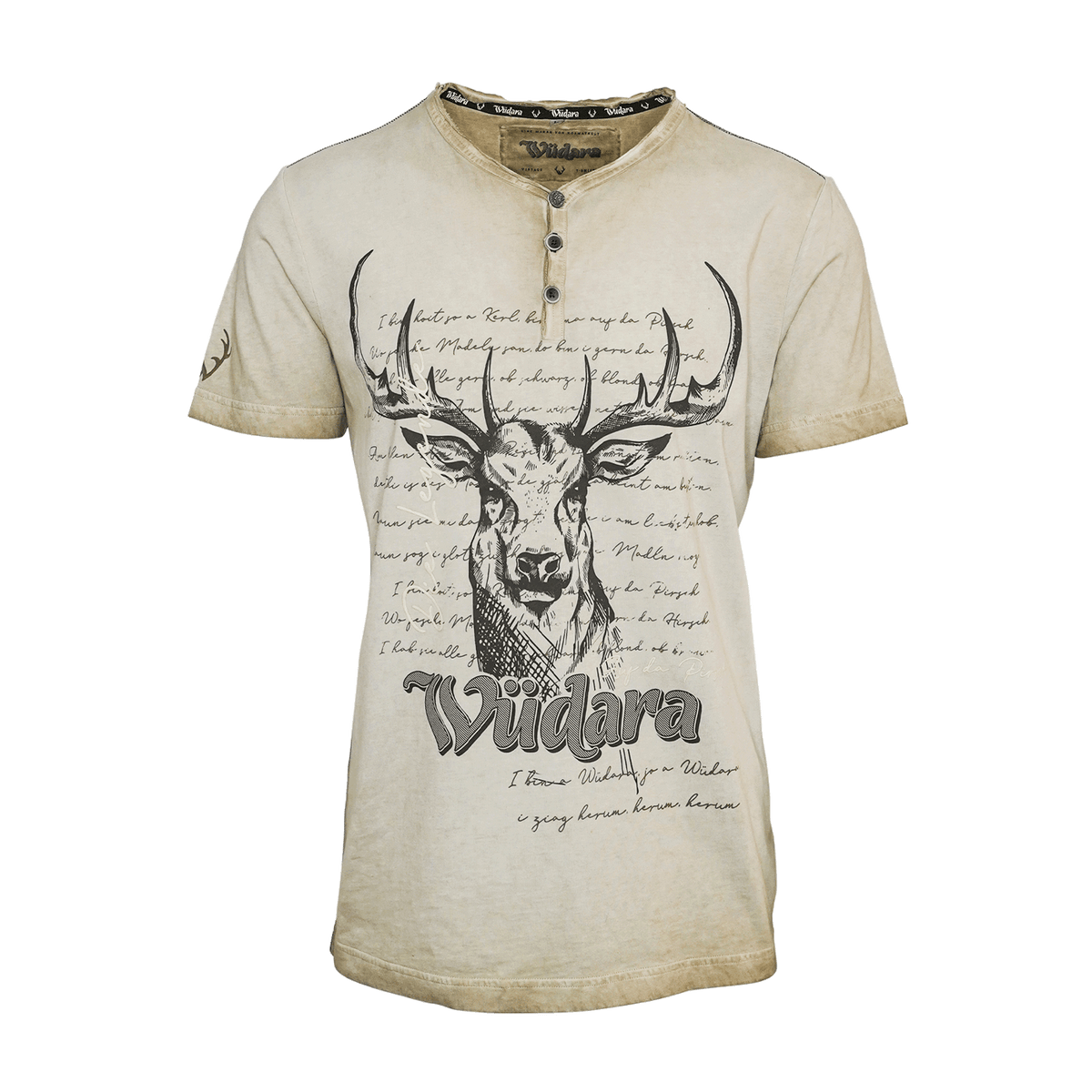 Herren Trachten T-Shirt Hirsch Khaki #Farbe_Khaki