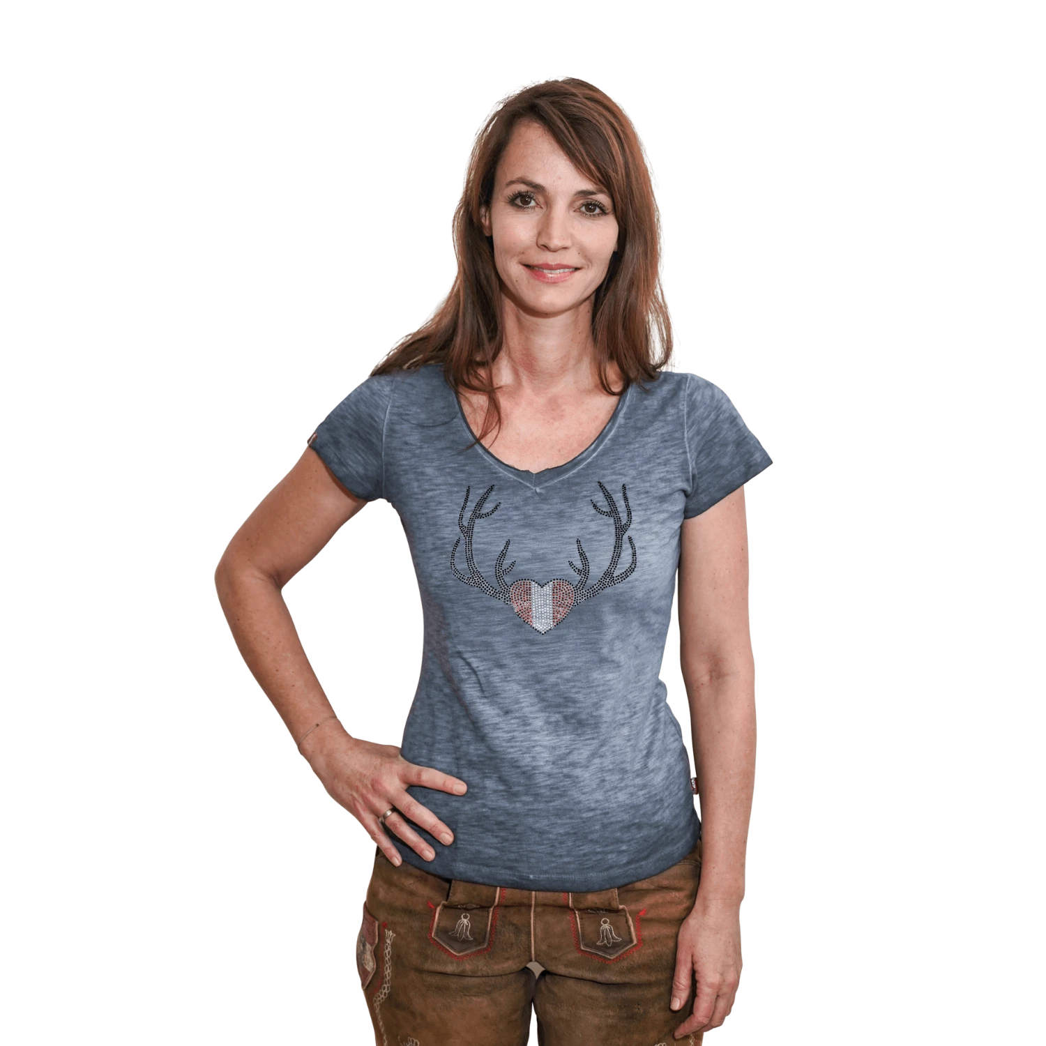 Herz Geweih Glitzer T-Shirt