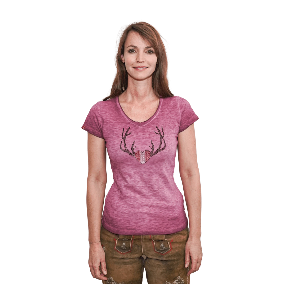 Herz Geweih Glitzer Shirt rosa #Farbe_Rosa