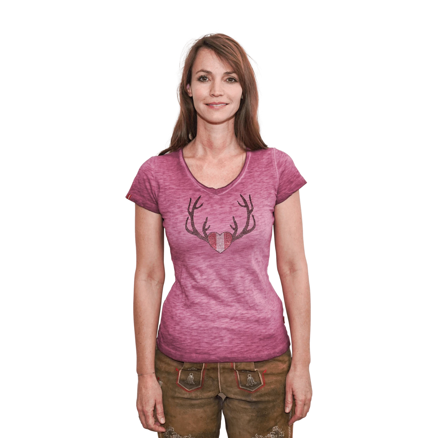 Herz Geweih Glitzer T-Shirt
