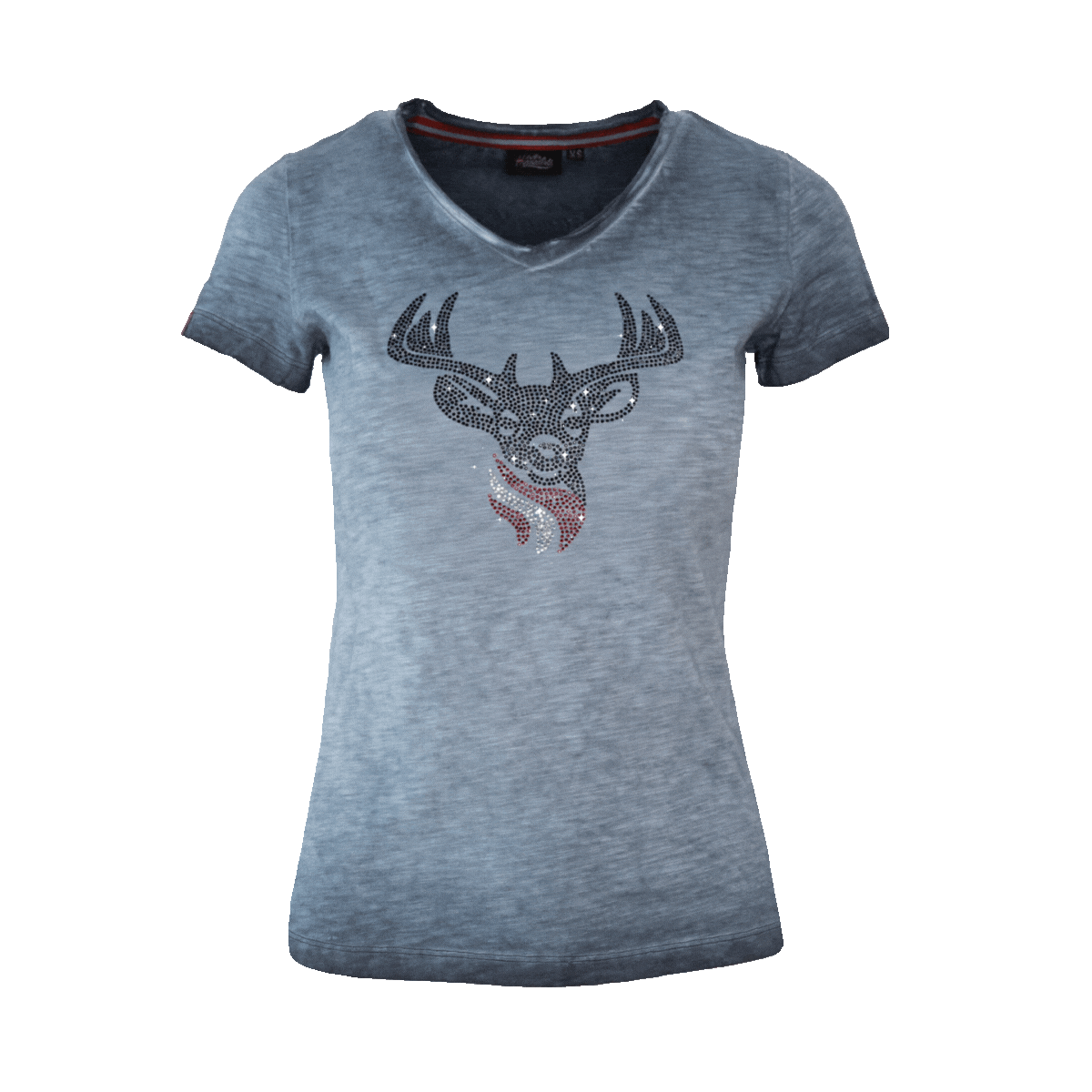 Hirsch Glitzer T-Shirt Damen dunkelblau #Farbe_Dunkelblau