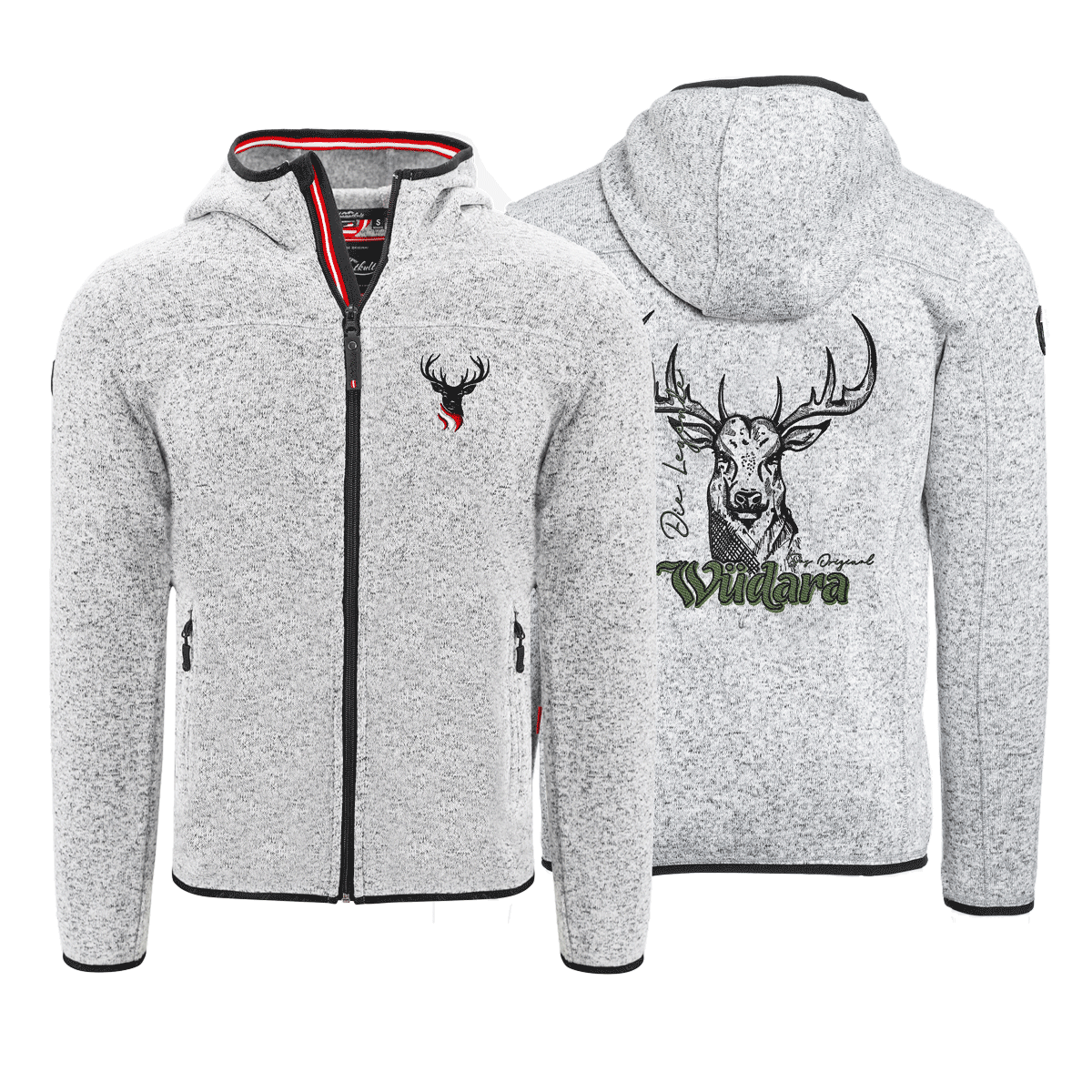 Hirsch Strickfleece Jacke Strickfleece Jacke mit Hirsch Stickerei