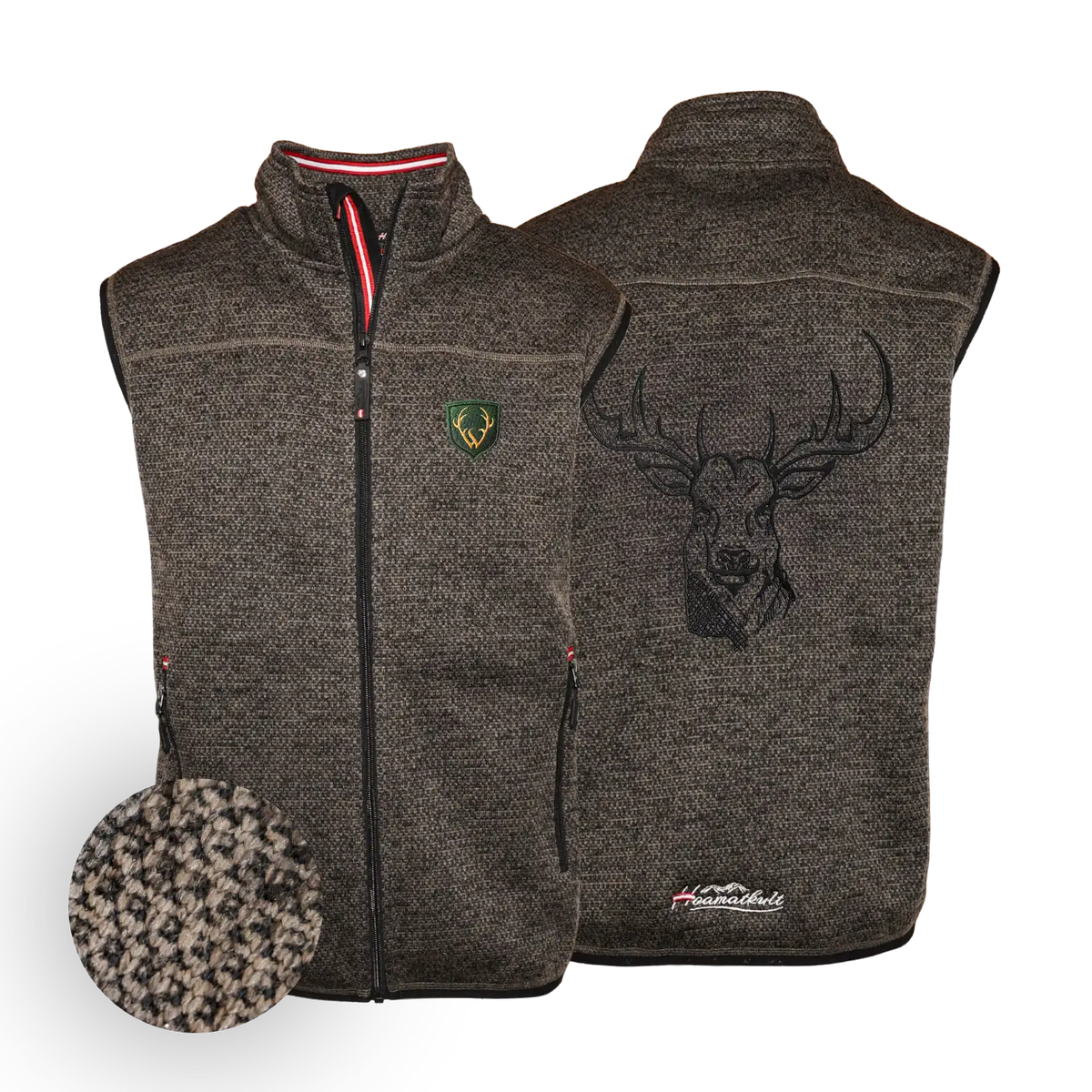 Hirsch Strickoptik Gilet dunkelbraun Herren #Farbe_Dunkelbraun-Strick