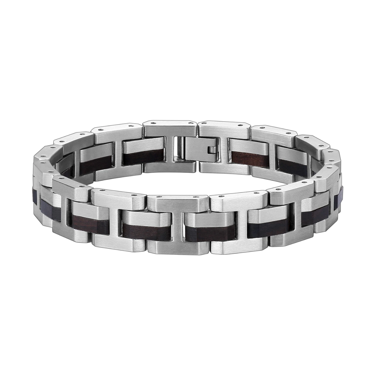 Hoamatkult Holzarmband mit silber Edelstahl