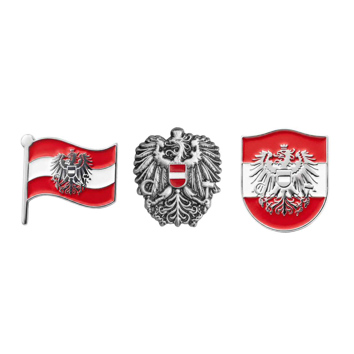 Hoamatkult Österreich Anstecknadel Set Adler Silber