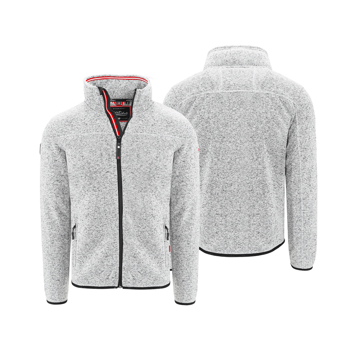 Hoamatkult Strickfleece Jacke ohne Kapuze hellgrau