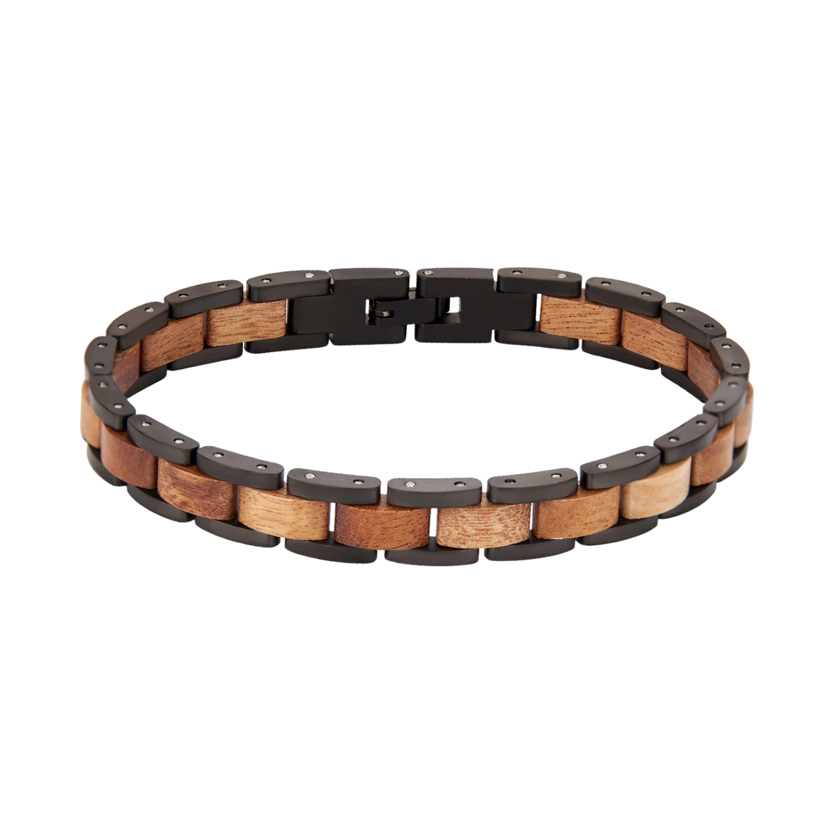 Holzarmband Walnuss Schwarzer Edelstahl