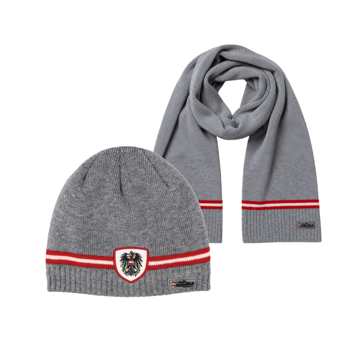Merino Set Mütze und Schal grau #Farbe_Grau