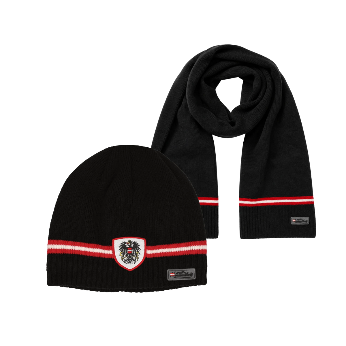 Merino Set Mütze und Schal Schwarz #Farbe_Schwarz