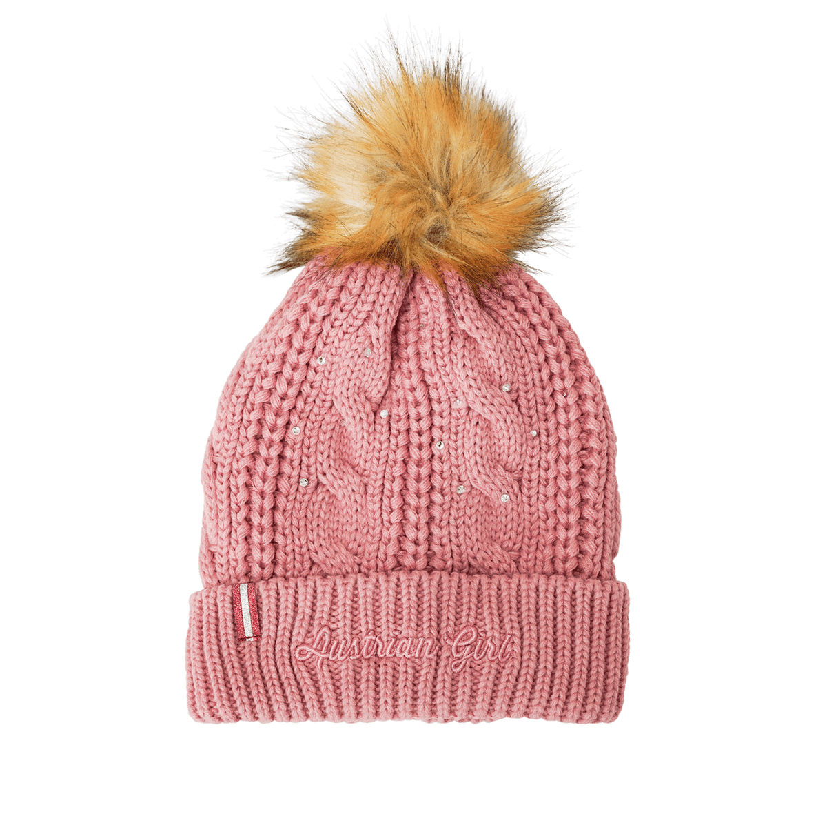 Mütze Damen rosa Strickmuster