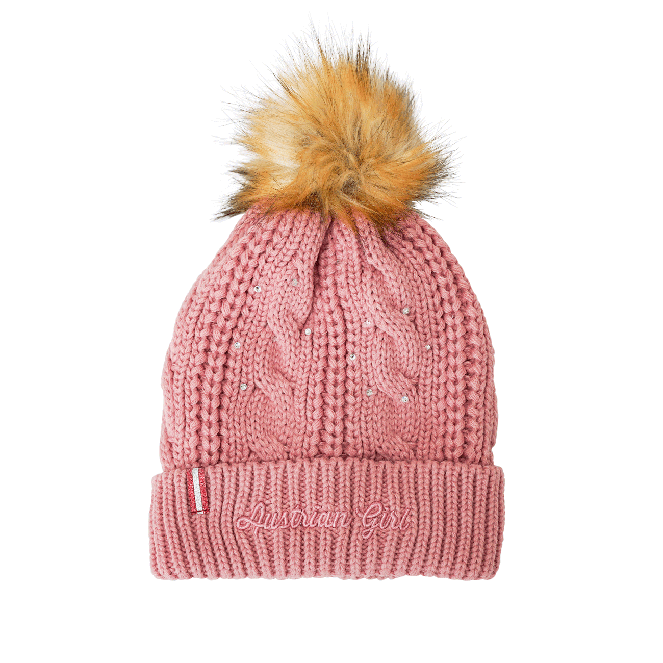 Mütze Damen rosa Strickmuster