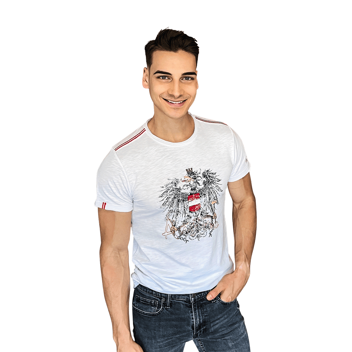 Österreich Adler Flammgarn T-Shirt weiß