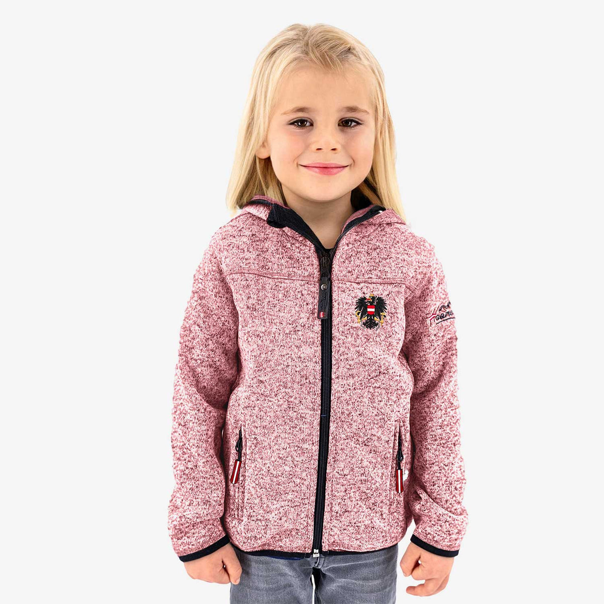 Österreich Adler Kinder Strickfleece Jacke rosa