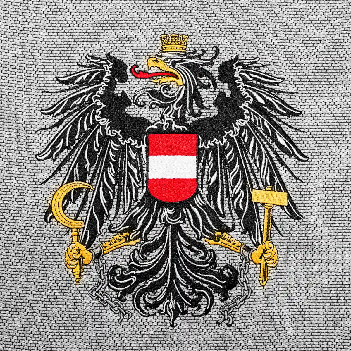 Österreich Adler Stick Dobby #Farbe_Hellgrau