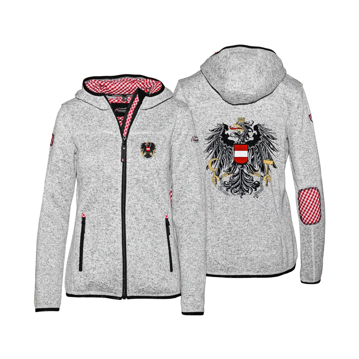 Österreich Fleece Jacke Damen rot kariert #Farbe_Rot-Kariert