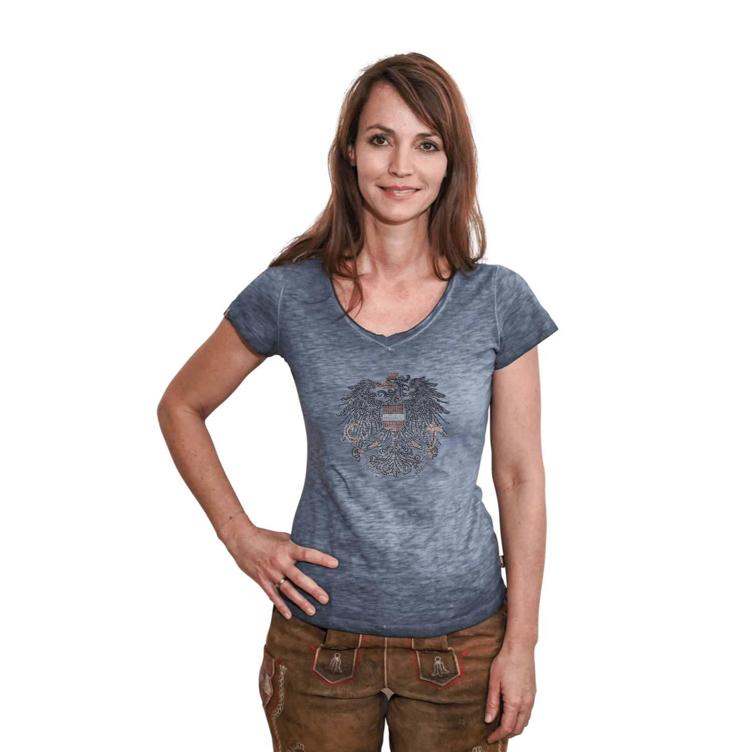 Österreich Adler Glitzer T-Shirt - Granitblau
