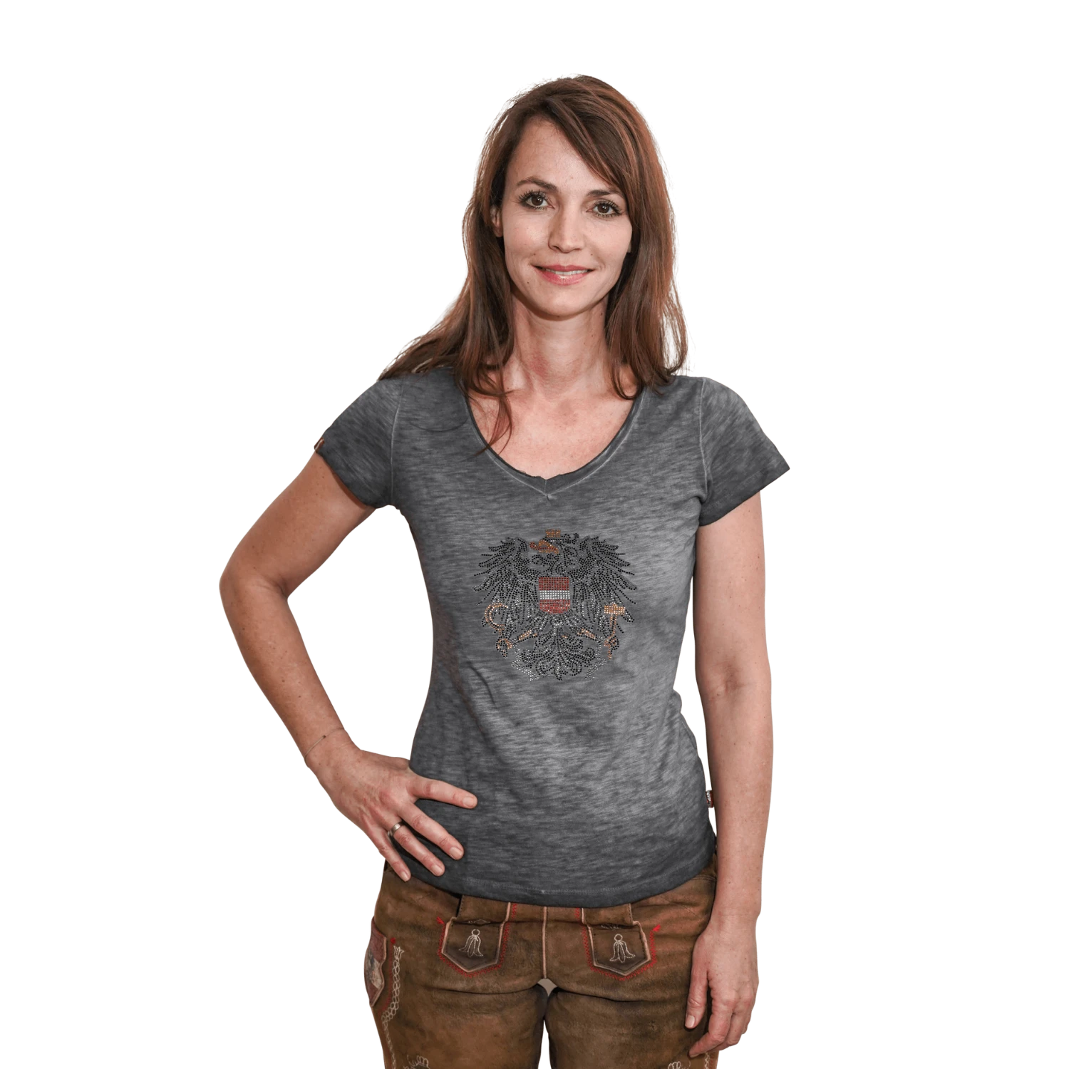 Österreich Adler Glitzer T-Shirt - Anthrazit