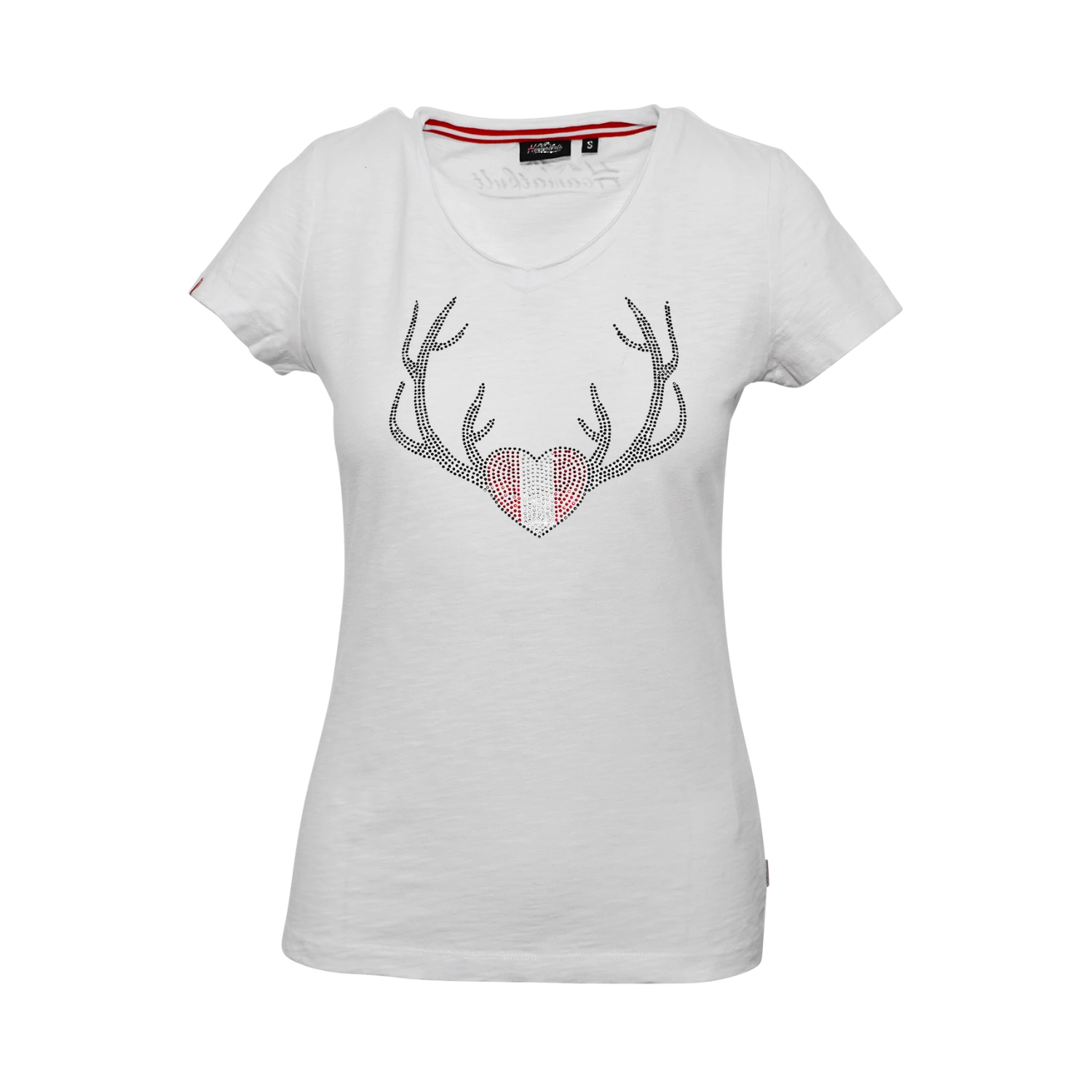 Herz Geweih Glitzer T-Shirt - Weiss