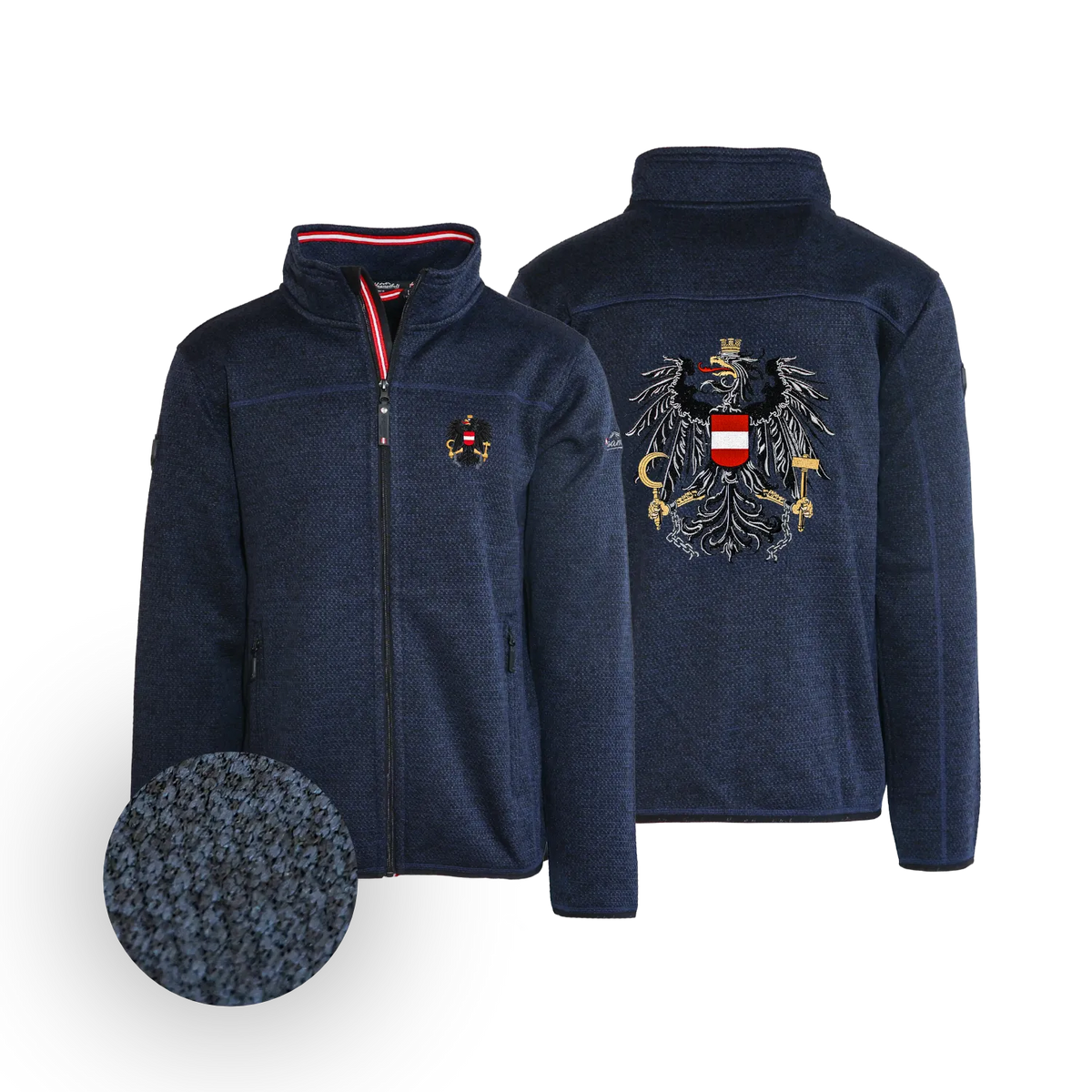 Österreich Herren Fleece Weste trachtig #Farbe_Dunkelblau-Strick