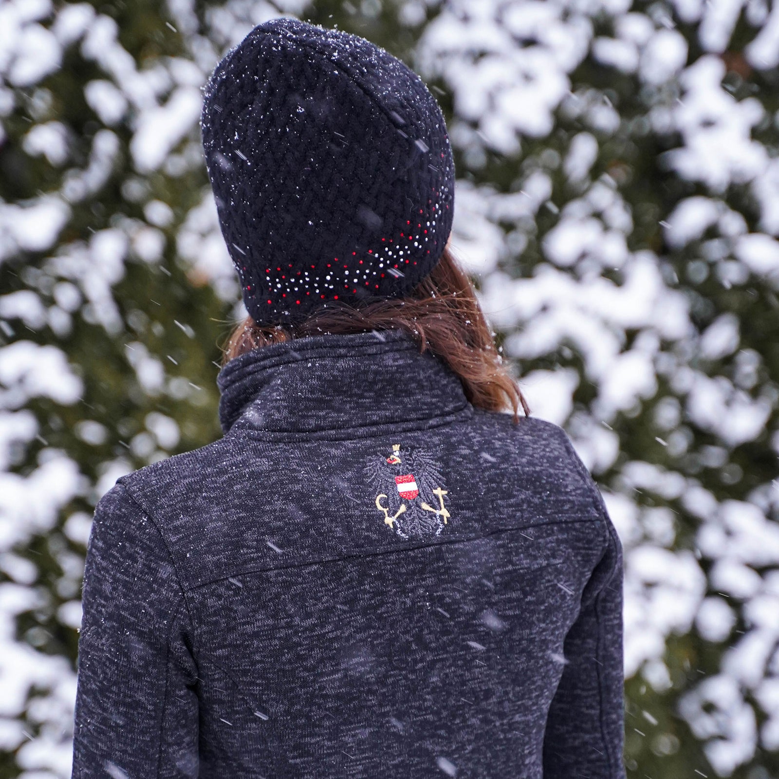 österreich kristall mütze adler